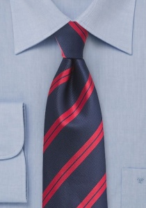Corbata XXL diseño a rayas azul marino rojo