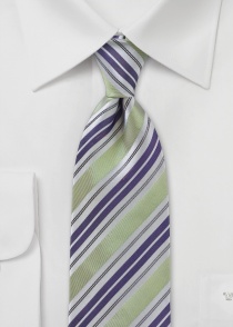 Corbata diseño rayas verde claro violeta
