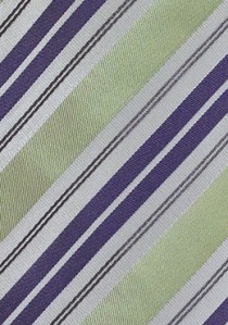 Corbata diseño rayas verde claro violeta
