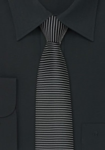 Corbata negro rayado fino plata