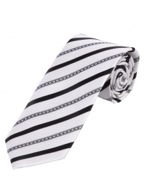 Moda corbata larga a rayas negro blanco plata