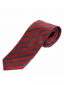 Corbata diseño de rayas estrechas rojo gris oscuro
