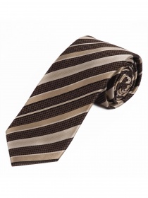 Corbata diseño rayas finas marrón oscuro crema