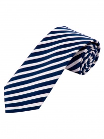 Krawatte schmal geformt Streifendesign marineblau weiß