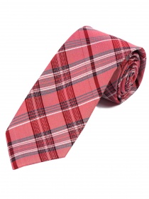 Extra Slim Tie Plaid Medium Red Navy