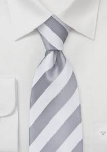 Corbata a rayas blanco y plata