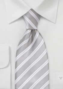 Corbata gris plateado rayas perla