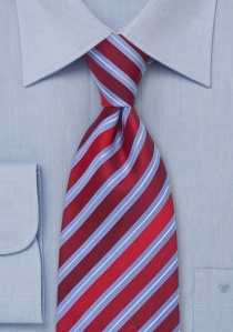 Corbata de clip para hombre Rayas Rojo Celeste