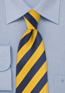 Corbata amarilla rayas azul marino