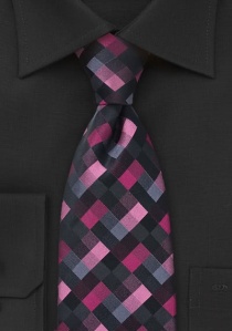 Corbata moderna rosa negro seda
