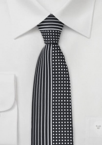 Corbata rayas puntos negro plata