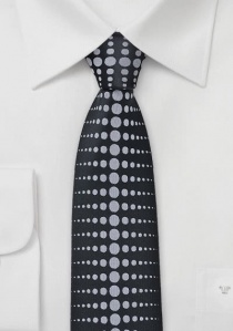 Corbata fiesta negro plata estrecha