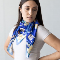 Mantón de seda de diseño para mujer Azul cielo