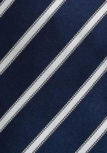 Corbata azul marino rayas perla