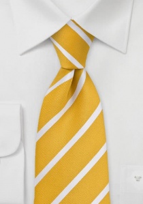 Corbata amarillo dorado rayas blancas