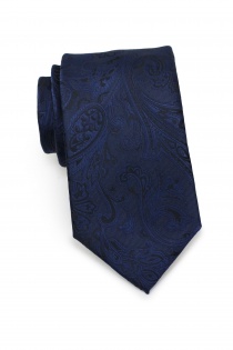 Corbata digna motivo paisley azul oscuro negro