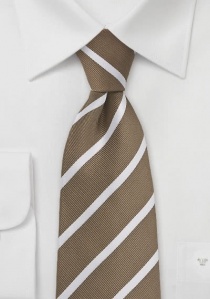 Corbata marrón claro rayas blancas