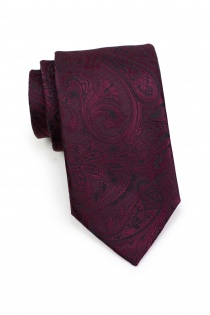 Conjunto corbata y pañuelo motivo Paisley burdeos