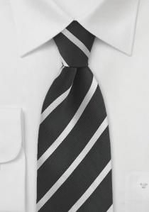 Corbata negro blanco perla rayas