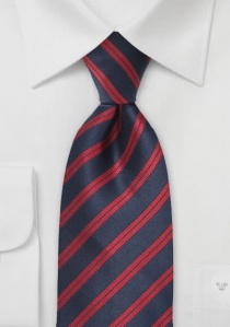 Corbata extra larga rayada azul marino rojo