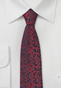 Corbata mosaico rojo negro estrecha
