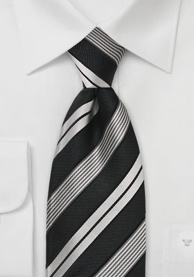 Corbata Negra con Plateado Paquete x12