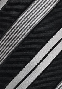 Corbata negra rayas plata XXL