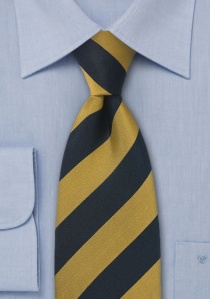 Corbata rayada curry azul marino