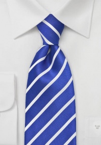 Corbata azul cobalto rayas blancas