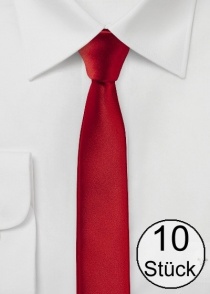 Corbata extra slim rojo cereza - paquete de diez