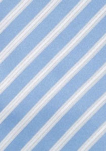 Corbata microfibra celeste blanco rayas