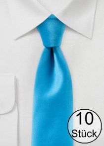 Corbata de polifibra lisa Azul cian - Paquete de