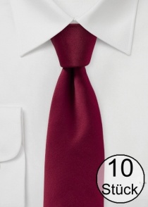 Corbata microfibra lisa rojo vino - paquete de