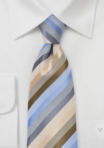Krawatte Streifen beige hellblau hellblau