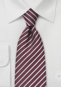 Corbata finas líneas gris rojo oscuro