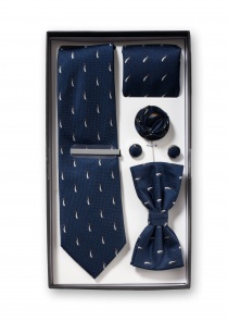 Set completo "Pingüino" con corbata y lazo en azul