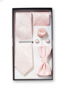Caja regalo motivo paisley rosa rubor con corbata