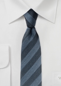 Business Tie Block Stripe Azul Gris Oscuro