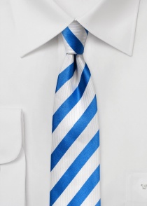 Corbata estrecha Business Block Stripe Blanco Azul