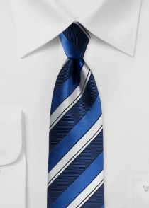 Corbata de moda a rayas azul noche blanco azul
