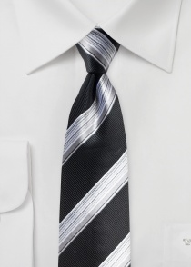 Corbata elegante diseño de rayas negro, blanco y