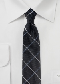 XXL corbata elegante línea cuadros asfalto negro