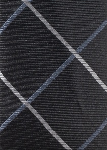 Corbata elegante línea de cuadros asfalto negro