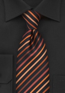 Corbata niño rayado naranja negro
