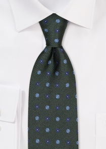Corbata de seda estampado floral oliva moteado