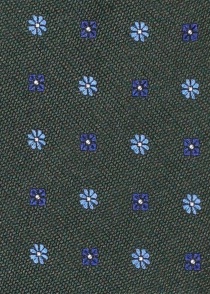 Corbata de seda estampado floral oliva moteado