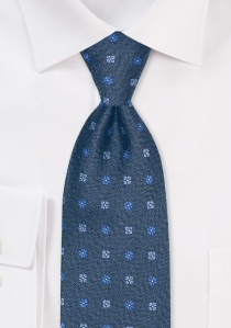 Corbata de seda motivo floral denim azul moteado