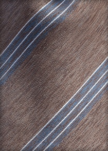 Corbata de seda a rayas marrón chocolate