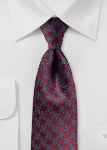 Corbata de seda roja estampado geométrico