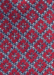 Corbata de seda rojo medio estampado geométrico